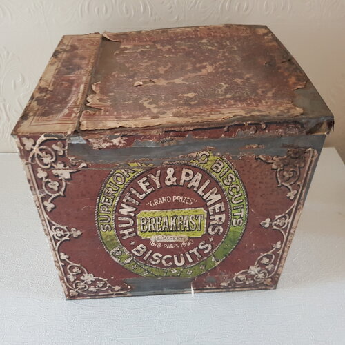 Antique biscuit tin box 